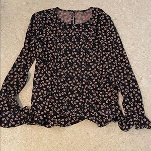 Ann Taylor Black and Pink Patterned Blouse